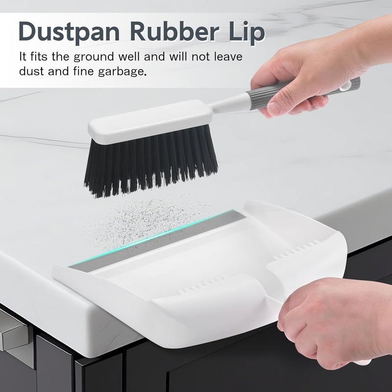 SetSail Mini Broom and Dustpan Set, Portable Cleaning Brush and Dustpan Combo Nesting Snap-On Handheld Dust Pan and Brush Set, Small Brush Dustpan for Kitchen, Desktop, Pet, Floor, Sofa, Grey White - Image 3